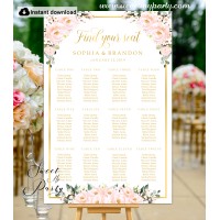 Blush roses seating chart template,Blush roses seating chart template, (136)